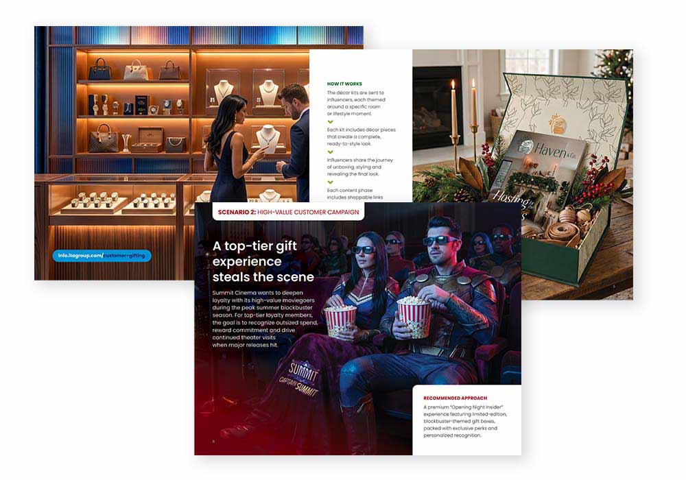 interior spread of cover of ITA Group's customer gifting lookbook