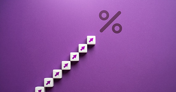 arrows pointing upward to percent symbol showing how to drive results