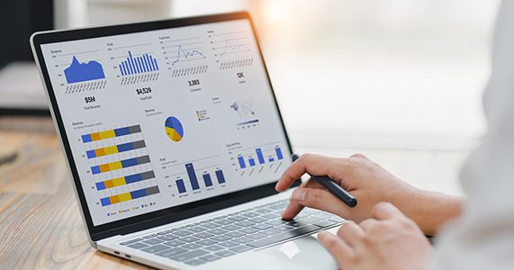 person looking at channel partner data analytics