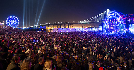 attendees gathering large corporate event