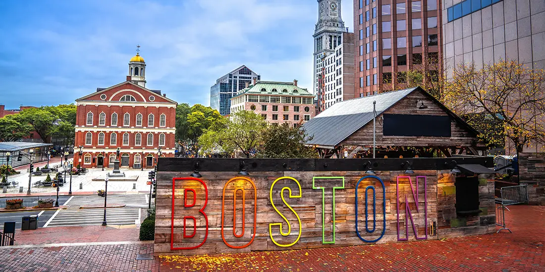 Historic town center in Boston Massachusetts