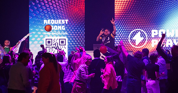 employees dancing at experiential event