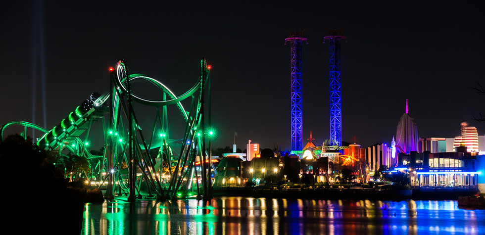 Orlando, Florida amusement park at night