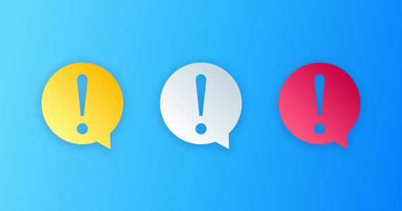 three warning icons on blue background