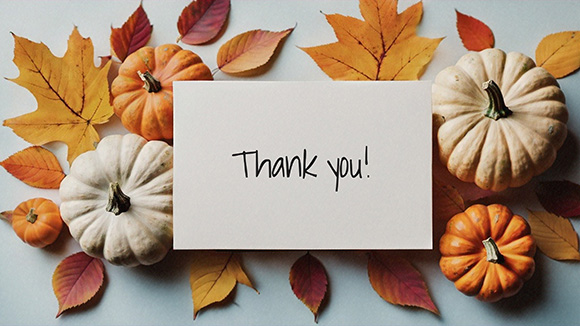 thank you note on top of thanksgiving decor