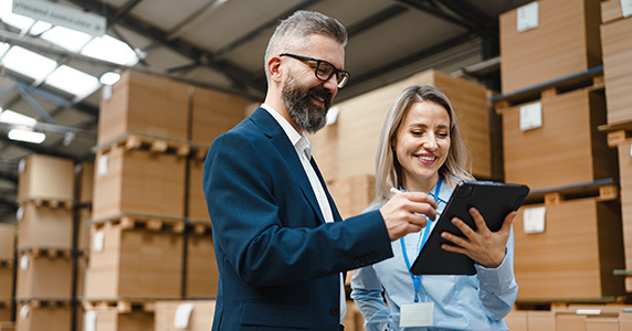 distributor sales person reviewing incentive program